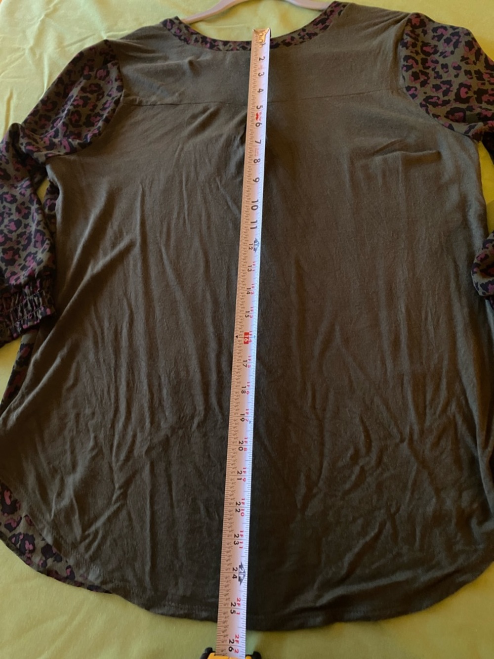 Fortune & Ivy, Olive and Hot Pink Leopard-Print V-Neck Tunic - Picture 7 of 10